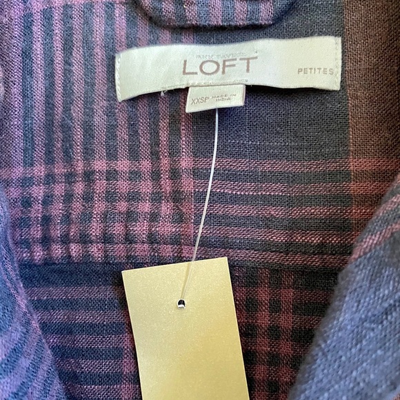 NWT LOFT Plaid Shirtdress Purple & Black Size XXSmall Petite - Picture 4 of 8